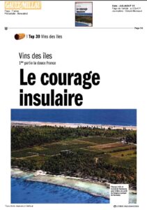 Article du magazine Gault-Millau intitulé Le courage insulaire sur les vins des îles de France